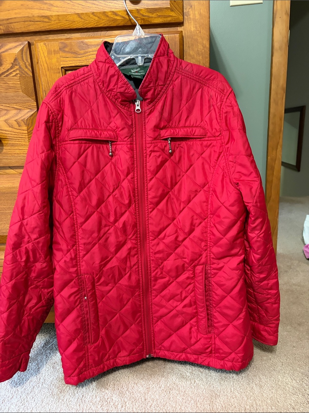 Woolrich Red Quilted Zip Jacket